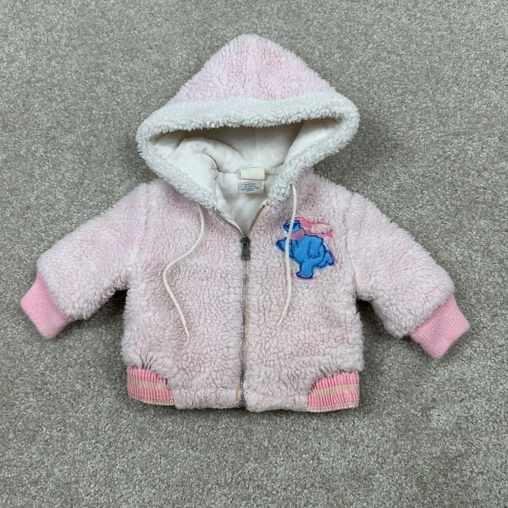 Vintage Sesame Street Cookie Monster Pink Sherpa Fleece Jacket Baby Size 1